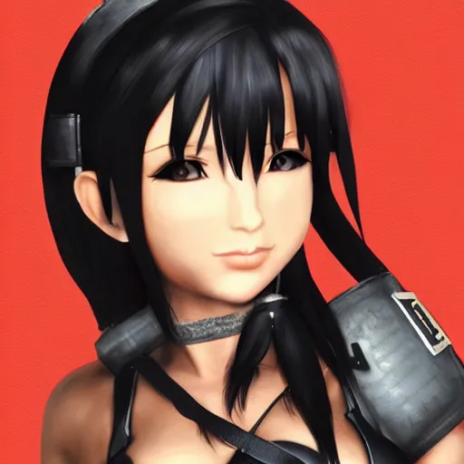 Image similar to high quality art of tifa lockhart wearing a soldier uniform, trending on artstation