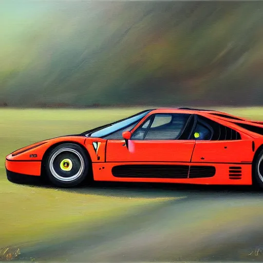 Image similar to a oil painting of a ferrari f - 4 0