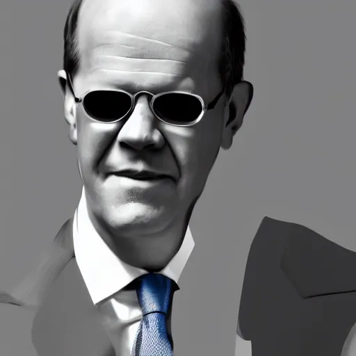 Prompt: Olaf Scholz with cool sunglasses, digital art