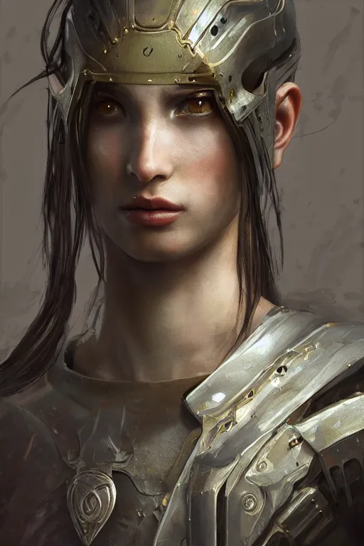 Image similar to a photorealistic painting of an attractive young female, partially clothed in battle armor, olive skin, long dark hair, beautiful bone structure, symmetrical facial features, intricate, elegant, digital painting, concept art, illustration, sharp focus, from Metal Gear, in the style of Ruan Jia and Mandy Jurgens and GregRutkowski and William-Adolphe Bouguerea