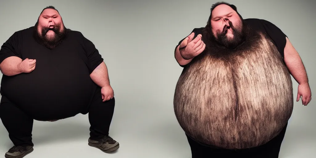 Image similar to extremely fat man with beard eating universe wallpapers fat folds