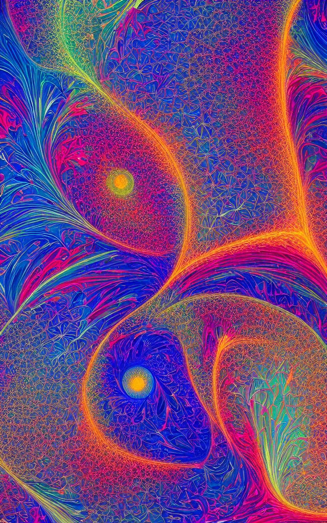 Prompt: make joy your priority, we are traveling light, wave, particle, synth, frequencies, pattern, oscillation. wave-particle duality. vibrant. fractal gems, fractal crystals, by jean giraud and by james jean, symbolist, rich colors, dramatic lighting, smooth, sharp focus, extremely detailed