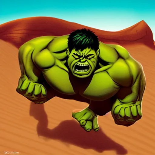 Image similar to hulk in desert