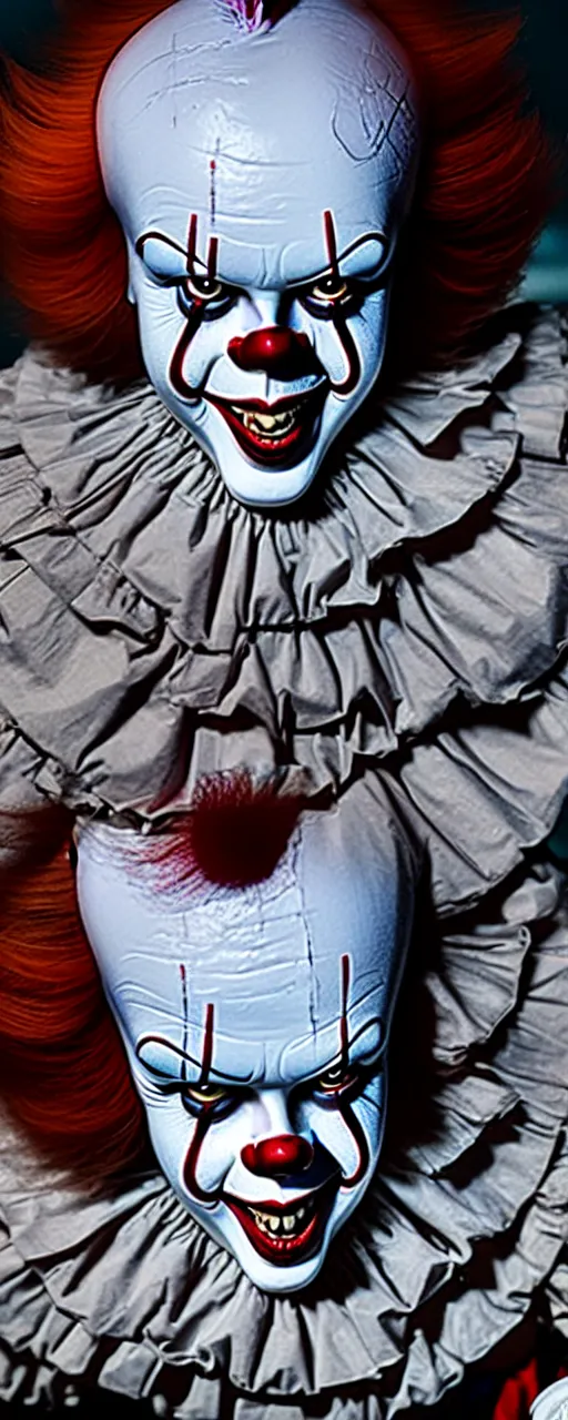 Image similar to a photograph of pennywise dressed as a doctor in a hospital, hyperdetailed, intricate, dramatic, horror movie, movie still, 4 k realistic, volumetric lighting, sharp focus