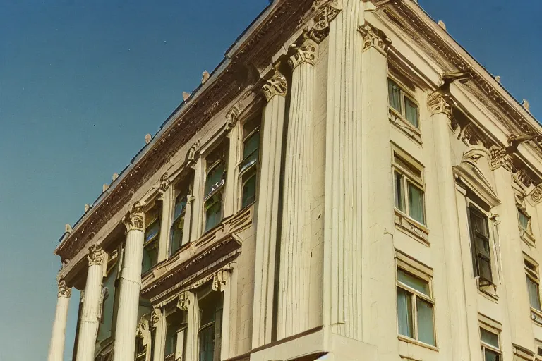 Prompt: film still of a titanic monumental neoclassical skyscraper with spiral stairs to the sky in the desert, by Étienne-Louis Boullée ektachrome full-HD