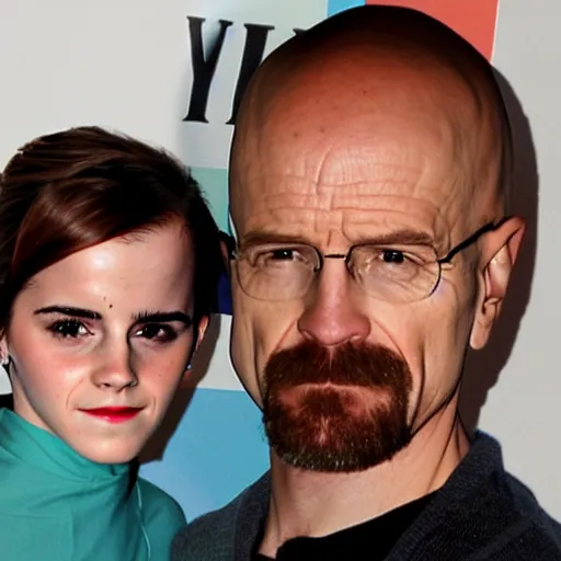 Image similar to Emma Watson holding a tiny Walter white