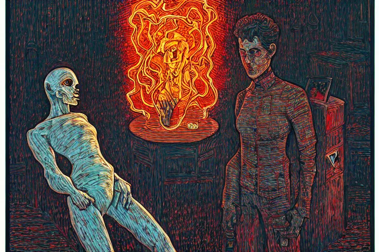 Image similar to ghost, by dan mumford and by alberto giacometti, peter lindbergh, malevich, william stout