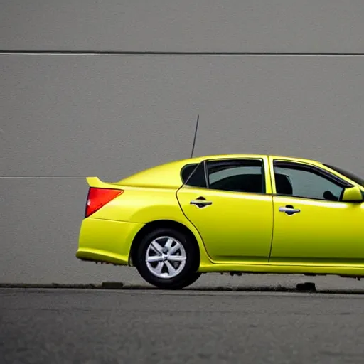 Prompt: a matte yellow 2 0 0 9 nissan sentra