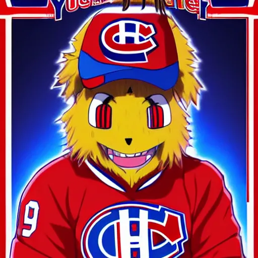 Image similar to anime Portrait of Youppi the Habs Montreal Canadiens Mascot as a very cute powerful and friendly pokemon, highly detailed anime, high evolution, 1990s, legendary, smooth, sharp focus, dynamic lighting, intricate, trending on ArtStation, illustration pokemon, art by WLOP