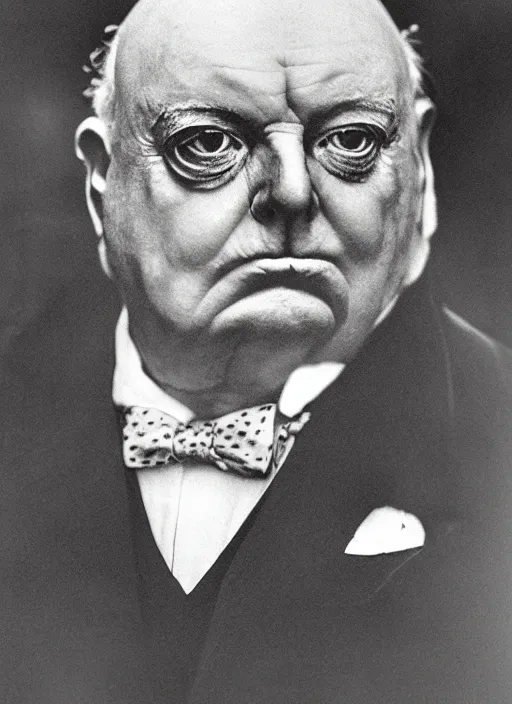 Image similar to an owl that looks like Winston Churchill