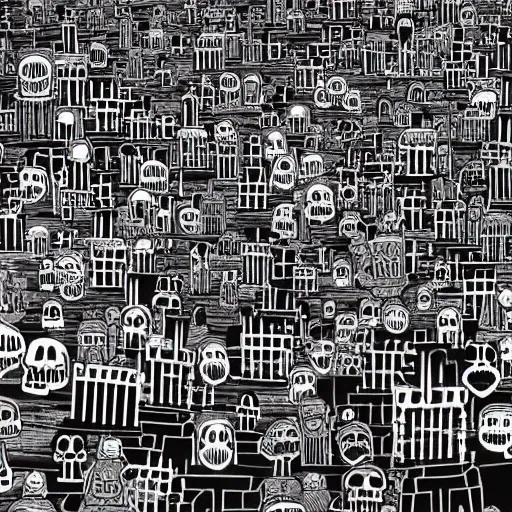 Image similar to a city of skeletons