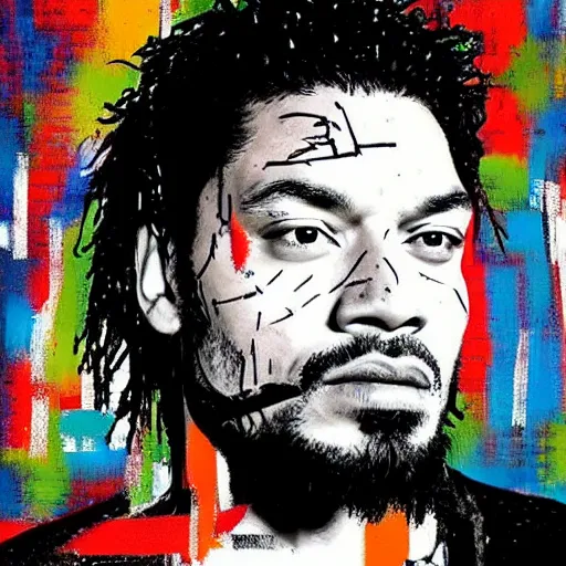 Image similar to roman reigns album cover basquiat style