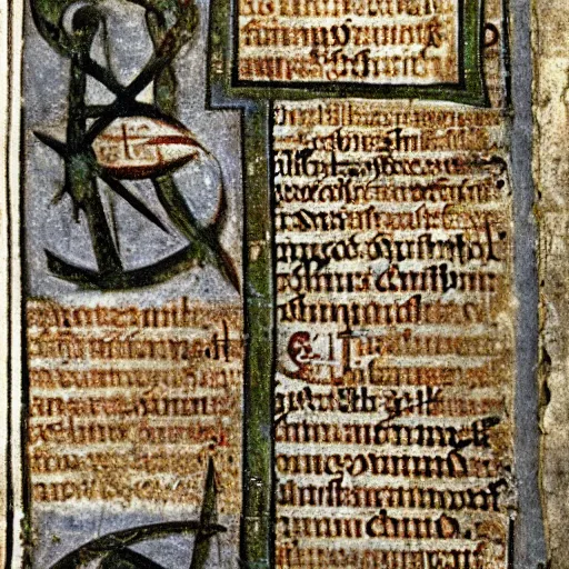 Image similar to page from a medieval manuscript on summoning demons, occult symbols