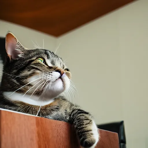 Prompt: cat sitting over a podium addressing india, ani, sony a 7 r