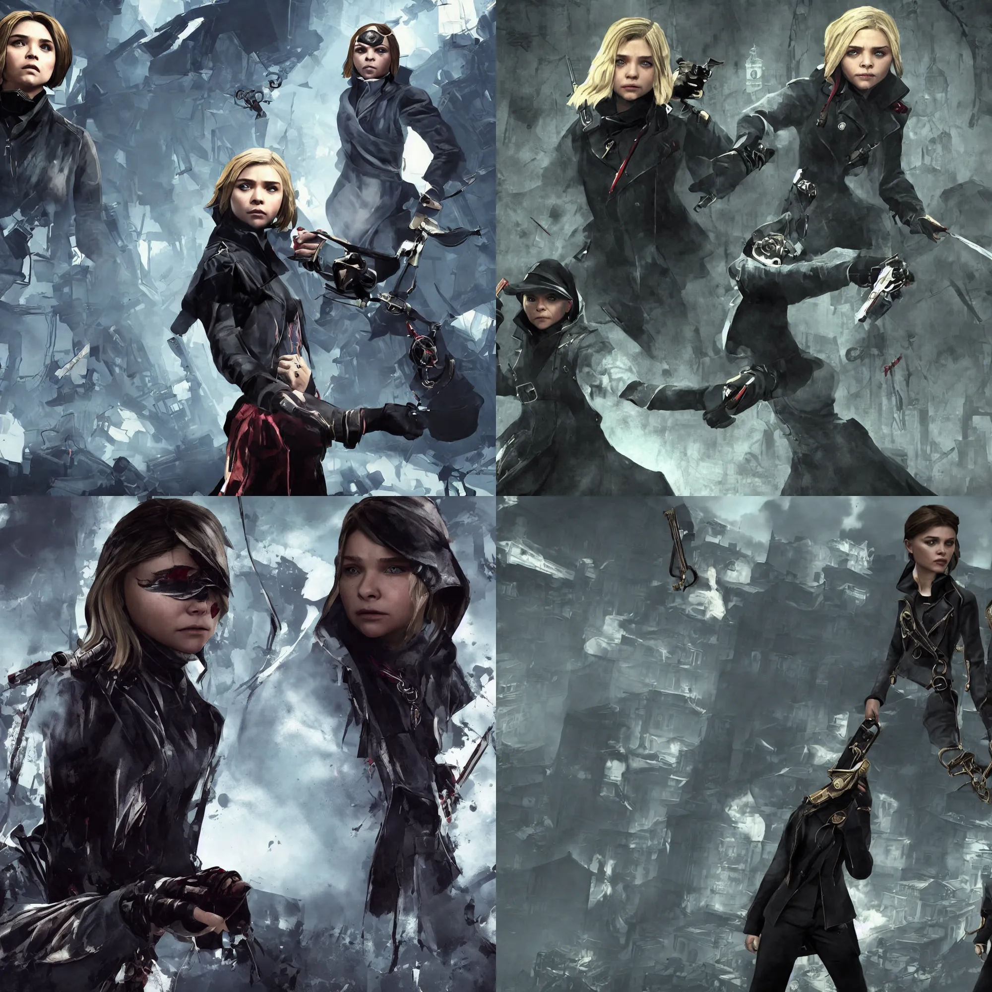 Prompt: chloe grace moretz in the video game dishonored