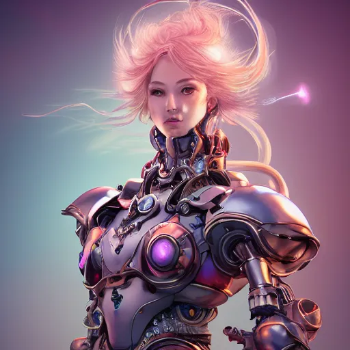 Image similar to studio portrait of lawful good colorful female holy mecha paladin absurdly beautiful, elegant, young sensual graceful woman, ultrafine hyperrealistic detailed face illustration by kim jung gi, irakli nadar, intricate linework, sharp focus, bright colors, matte, octopath traveler, final fantasy, unreal engine highly rendered, global illumination, radiant light, intricate environment