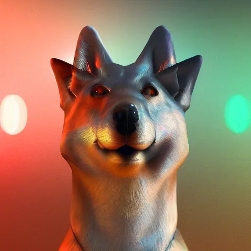 Image similar to doge, lsd, colorful, realistic, 8k, volumetric lighting, detailed,