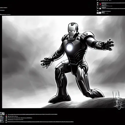 Image similar to iron man in black and white, furry art, furaffinity, extremely detailed, digital painting, artstation, concept art, smooth, sharp focus, illustration, incredible art