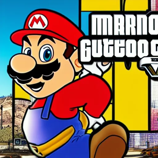 Image similar to mario as a gta v cover