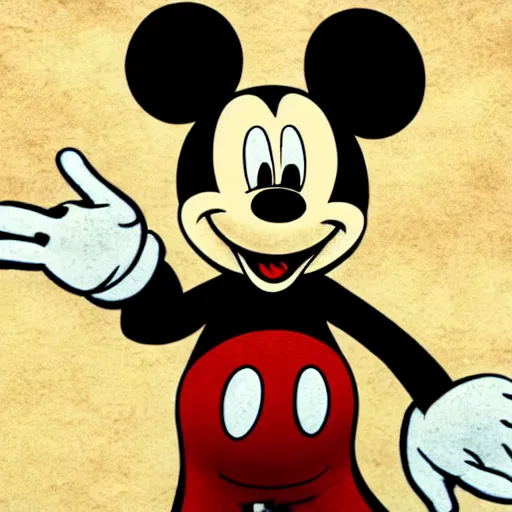 Image similar to mickey mouse shying away, idly and visibly terrified, [ horror game ], [ digital art ]!!, 4 k quality