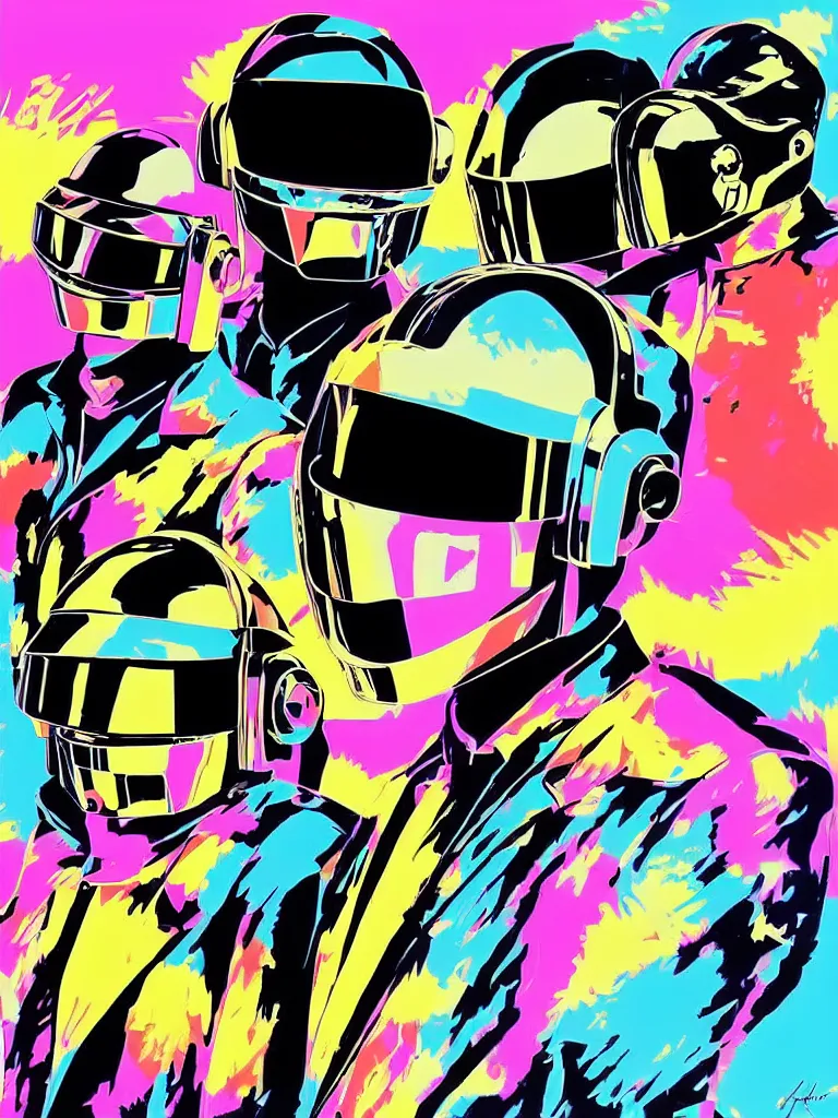 Prompt: Daft Punk abstract minimal art, inspired by Andy Warhol