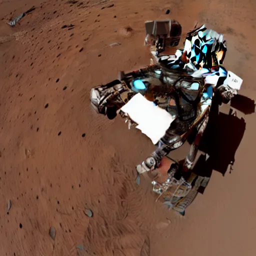 Prompt: an astronaut taking a selfie on the surface of mars