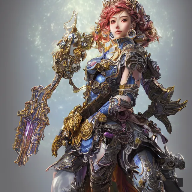 Image similar to studio portrait of lawful good colorful female divine mech paladin as absurdly beautiful, elegant, young sensual gravure idol, ultrafine hyperrealistic detailed face illustration by kim jung gi, irakli nadar, intricate linework, sharp focus, bright colors, matte, octopath traveler, final fantasy, unreal engine highly rendered, global illumination, radiant light, intricate environment