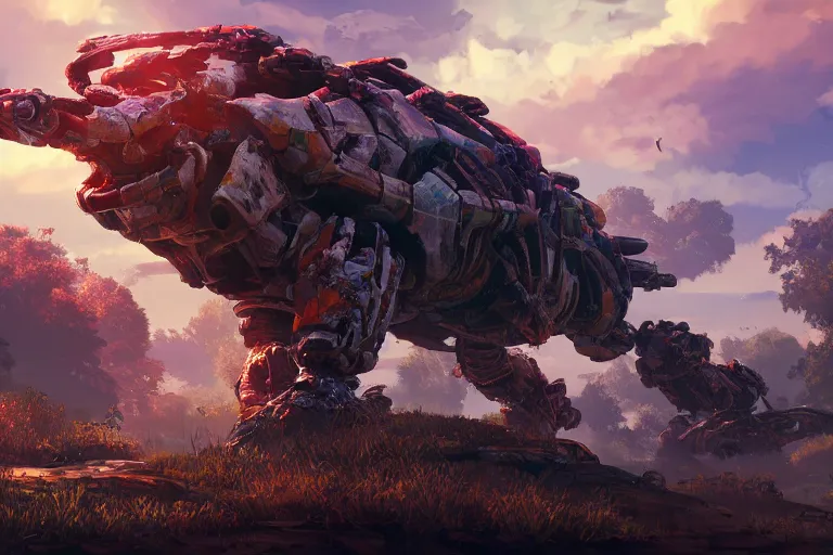 Image similar to shellsnapper machine mecanical creature robot of horizon forbidden west horizon zero dawn bioluminiscence global illumination ray tracing hdr fanart arstation by ian pesty and alena aenami artworks in 4 k