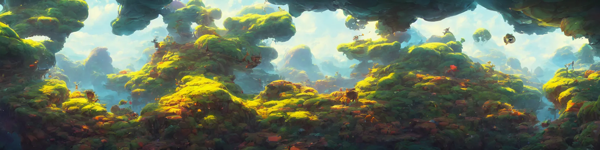 Image similar to 3 6 0 panoramic dynamics matte painting acrylic blur oil wonderland yoshi kurbi dofus, hight contrast,, behance hd by jesper ejsing, by rhads, makoto shinkai and lois van baarle, ilya kuvshinov, rossdraws global illumination