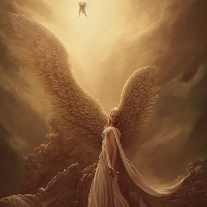 Prompt: faceless lovecraftian angel in flowing robe, full figure model with wings descending from clouds linework, dramatic lighting, charlie bowater, jack kirby, tom bagshaw, arstation trending, intricate detail, elegant flowing vapor, moebius