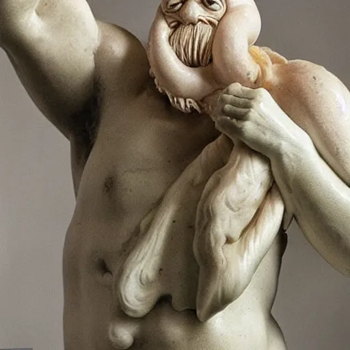 Image similar to doctor zoidberg marble sculpture by caravaggio, stunning detail