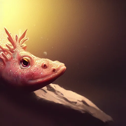 Image similar to a closeup shot of an axolotl, dramatic lighting, cinematic, extremly high detail, photorealistic, cinematic lighting, artstation