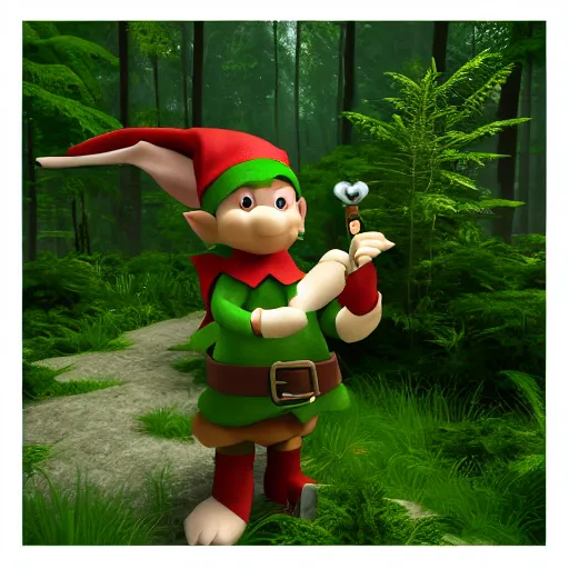 Prompt: 3d render of an elf smoking pipe weed in a dense forest. Unreal engine, nvidia, extremely detailed, sharp