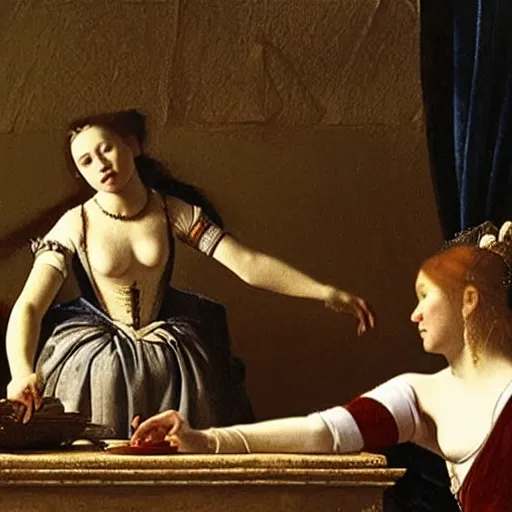 Prompt: scene from a 2 0 1 0 film by artemisia gentileschi set in 1 6 5 0 showing a woman