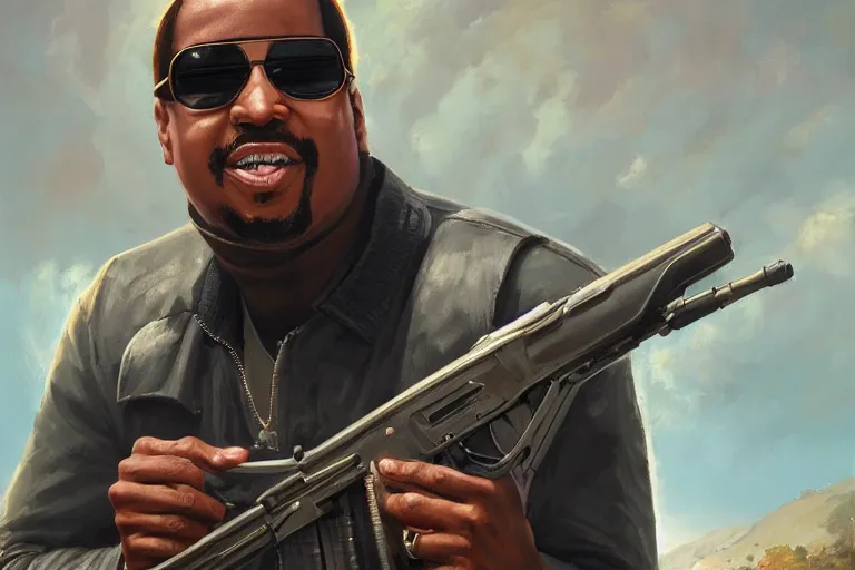 Prompt: portrait of stevie wonder holding an ak - 4 7, mexico set in background, charlie bowater, artgerm, ilya kuvshinov, krenz cushart, ruan jia, realism, ultra detailed, 8 k resolution