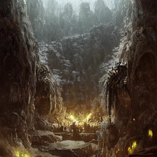 Prompt: dwarf fortress from Hobbit by Daniel Dociu and Greg Rutkowski