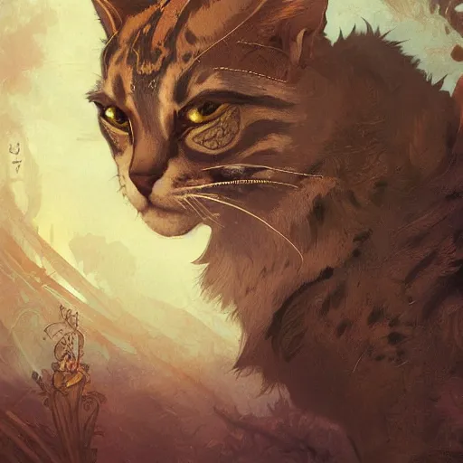 Image similar to A heraldic prince kitty cat with big cute eyes, D&D, fantasy, intricate, cinematic lighting, highly detailed, digital painting, artstation, concept art, smooth, sharp focus, illustration, art by Akihiko Yoshida, Greg Rutkowski and Alphonse Mucha