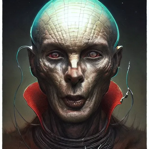 Image similar to a portrait of Adam Scott from the show Severance, sci-fi concept art by giger and beksinski and szukalski and wlop and pete mohrbacher, digital art, highly detailed, intricate, horror, sharp focus, Trending on Artstation HQ, deviantart, unreal engine 5, 4K UHD image