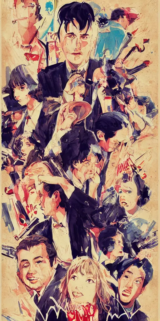 Image similar to vintage movie poster art for billy madison by trending pixiv fanbox, 8 k illustration, style of makoto akihiko yoshida takashi stephen bliss yoshiyuki and agnes cecile 4 k concept art