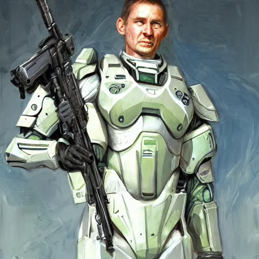 Image similar to Master Chief wearing a maid outfit art by Donato Giancola and Bayard Wu, digital art, trending on artstation