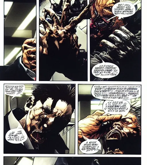 Prompt: an office worker reaches into his exposed skull for a shiny ring, comic book art, by yoji shinkawa and takehiko inoue and kim jung gi, masterpiece, perfect