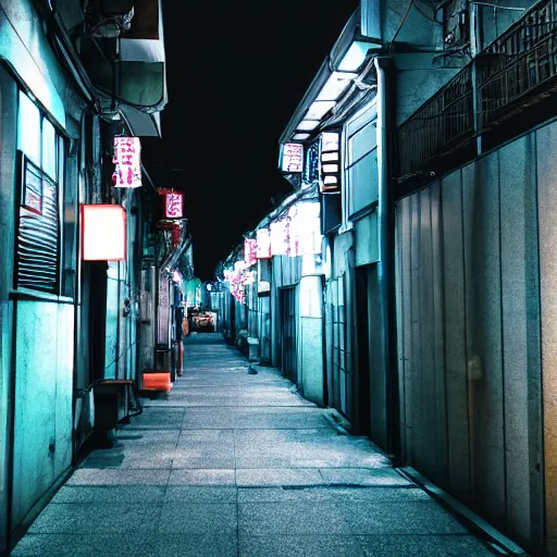 Prompt: osaka alleyway at night, volumetric lighting