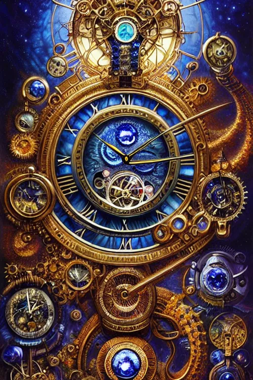 Prompt: intricate sapphire tourbillon clocks james gurney, dan luvisi, Petros Afshar, tim hildebrandt, liam wong, Mark Riddick, thomas kinkade, ernst haeckel, dan mumford, trending on artstation, josephine wall, WLOP, cgsociety by Gediminas Pranckevicius, trending on cgsociety and DeviantArt