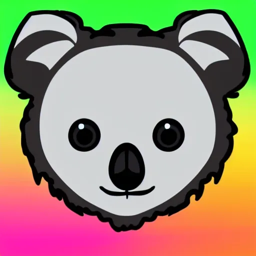 Image similar to cute simplistic iphone emoji of a koala head, vector, white background, gradient coloring