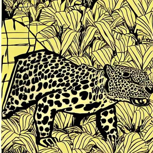 Image similar to the leopard and the tortoise in the style of david aja
