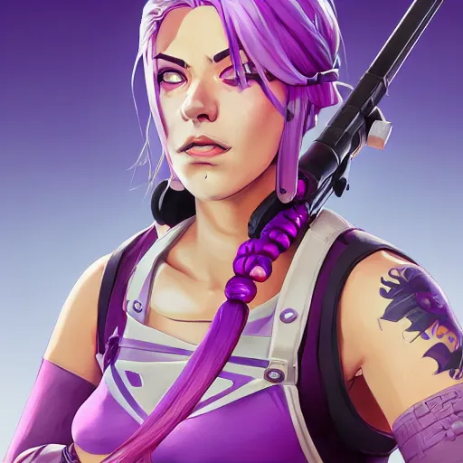 Prompt: beautiful female purple hair katana symmetrical face eyes full length fantasy art apex fortnite Video game icon, 2d game art gta5 cover , official fanart behance hd artstation by Jesper Ejsing, by RHADS, Makoto Shinkai and Lois van baarle, ilya kuvshinov, rossdraws