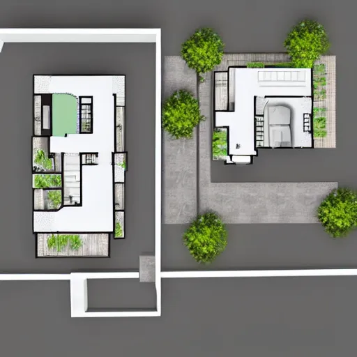 Prompt: floor plan to a modern contemporary home