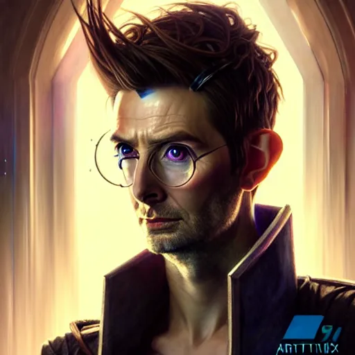 Prompt: portrait painting of a cyberpunk elven david tennant with thin pointy ears, ultra realistic, concept art, intricate details, eerie, highly detailed, photorealistic, octane render, 8 k, unreal engine. art by artgerm and greg rutkowski and charlie bowater and magali villeneuve and alphonse mucha