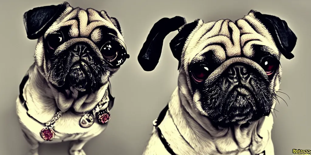 Image similar to snoop dogg as a pug, in the style of dog