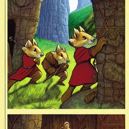 Image similar to a scene from redwall by brian jacques